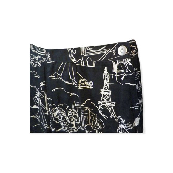 4/$25 Mechant High Rise Capri Pants Womens Size S 4-6 W27 Paris Dog Artsy Black - Picture 6 of 12